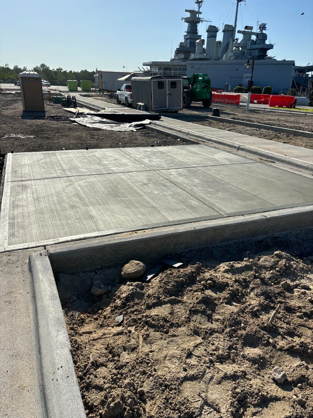 Commercial concrete driveway, curbs and sidewalks pour in Wilmington NC