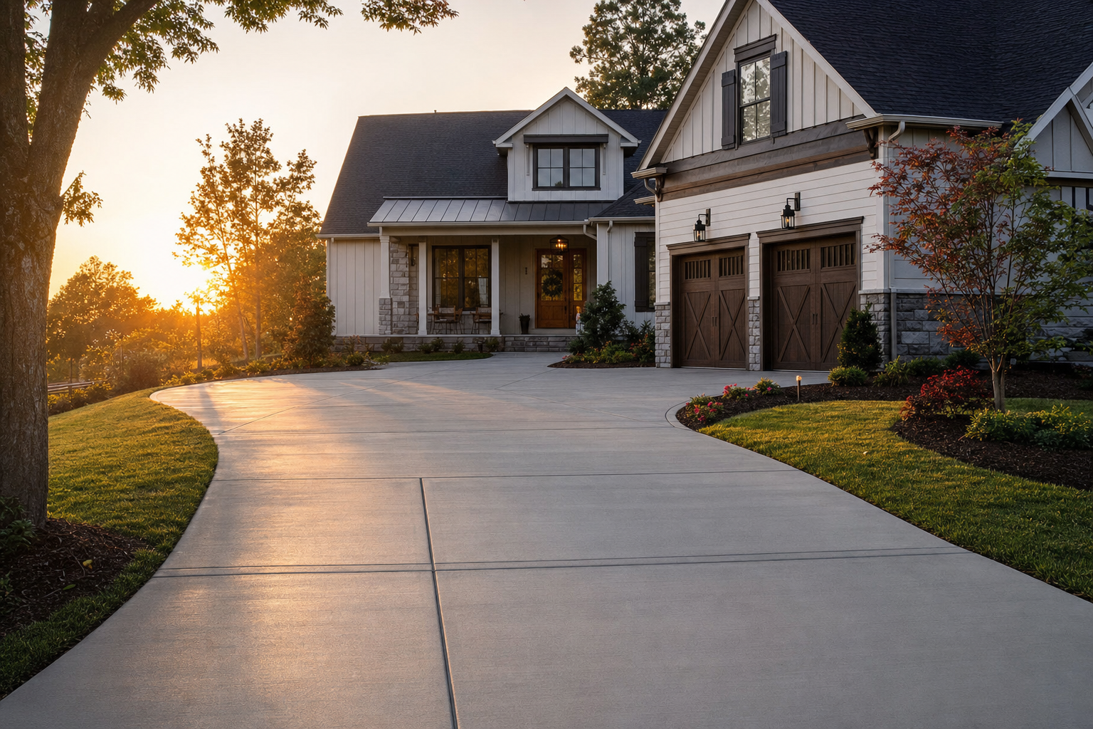 Finished concrete driveway at North Carolina home